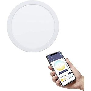 EGLO connect.z Smart Home LED badkamer inbouwspot Fueva-Z, Ø 216 mm, ZigBee, app en spraakbesturing, lichtkleur instelbaar, dimbaar, aluminium wit, IP44