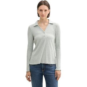 TOM TAILOR T-shirt met lange mouwen voor dames, 24775 - Pale Bark Green Melange, XXL