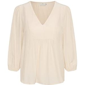 KAFFE Damesblouse met V-hals en lange mouwen, zanddollar, maat 34