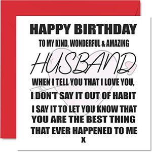 Oprechte verjaardagskaarten voor echtgenoot - Beste ding ooit - liefdevolle gelukkige verjaardagskaart voor man van vrouw partner, man verjaardagscadeaus, 145mm x 145mm Valentijnsdag wenskaarten