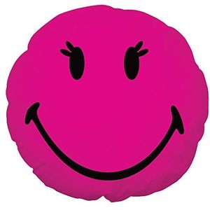 Smiley kussen, roze