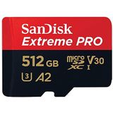 SanDisk Extreme PRO 512 GB MicroSDXC UHS-I-Kaart Met SD-Adapter (A2 App Performance, 2 Jaar RescuePRO Deluxe Software, Leessnelheden Tot 200 MB/s, Class 10, UHS-I, U3, V30, 30 Jaar Garantie) Zwart