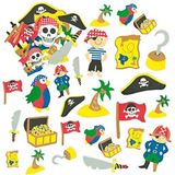 Baker Ross EV3215 schuimrubber stickers piraaten voor kinderen voor het versieren van kaarten en knutselprojecten (96 stuks), Assorted, meerkleurig