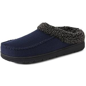 Dearfoams Men's Indoor/Outdoor Breathable Memory Foam Clog Offered in Wide Widths, Navy (Twill), Large
