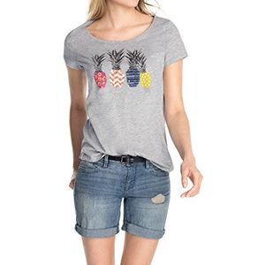 ESPRIT dames t-shirt met pailletten, meerkleurig (Metal Grey Melange 067), L