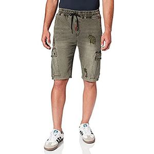 Gianni Kavanagh Army Green Ripped Cargo Shorts voor heren.