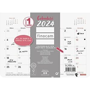 Finocam - Magnetische koelkastkalender 2024 blok chic met magneet om te schrijven januari 2024 - december 2024 (12 maanden) wit Catalaans