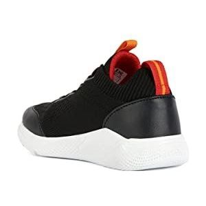 Geox J Sprintye Boy Sneakers voor jongens, zwart/oranje., 37 EU