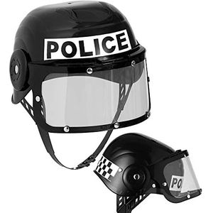 Widmann 2822R Politie-inzethelm, met vizier, zwart, hoofddeksel, accessoires, kostuumaccessoires, politie, SWAT, carnaval, themafeest