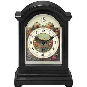 Infinity Instruments Black Plastic Tabletop Clock 9 x 6 Decorative Mantle Tabletop Clock Mini Desktop Table Mantel Decor Vintage Living Room Decor…