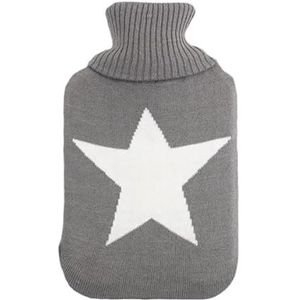 Mimo warmwaterkruik 1,7 l, gevoerd in elegant wit en grijs met sterprint, afmetingen: 20 x 32 x 4 cm, flexibel en huidvriendelijk, perfect voor de kou.