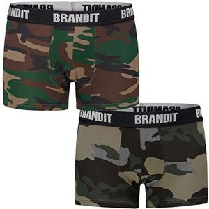 Brandit Boxershort logo, verpakking van 2 stuks, verschillende camouflagekleuren, Woodland en Darkcamo., S