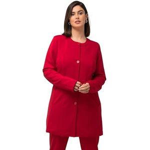 Ulla Popken Dames longblazer, siernaden, ronde hals, jersey blazer, rood, 46-48