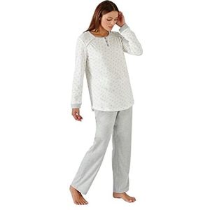 Damart - Pyjama met lange mouwen, interlock, thermolactyl, ecru wit bedrukt, M