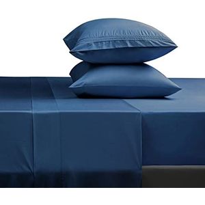 SONORO KATE Beddengoedset superzachte microvezel, draaddichtheid van 1800, luxe Egyptische lakens, 40,6 cm diepe hoek, kreukvrij en hypoallergeen, 4-delig (marineblauw, queensize)