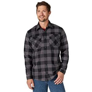 Wrangler Authentics Heren zwaargewicht fleece shirt met lange mouwen grijs Buffalo Plaid X-Large, Grijze Buffalo Plaid, XL