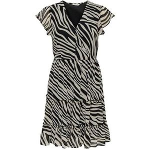 ONLY - ONLMARCIA - Jurk - Beige/Zwart - Dierenprint - Korte Lengte