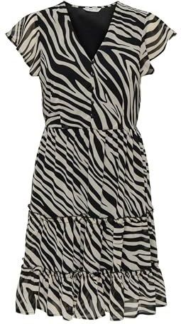 ONLY - ONLMARCIA - Jurk - Beige/Zwart - Dierenprint - Korte Lengte