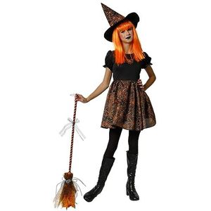 Rubies heksenkostuum Spiderweb oranje voor meisjes, jurk glow in dark en hoed, officiële Rubies voor Halloween, carnaval, verjaardag en feest