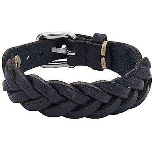 Fossil Armband voor Mannen Leather Essentials, Navy Leather Strap Armband, Lengte: 260mm, Breedte: 20mm, JF04406040