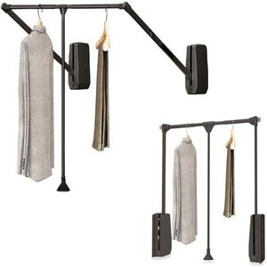 Kledingstang voor kledingkast, telescoopstang van staal, kleur mokka, 83-115 cm, draagkracht 12 kg, aanpasbaar en eenvoudige montage