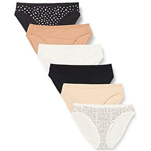 Amazon Essentials Women's Katoenen hoge onderbroek met pijpen (verkrijgbaar in grote maten), Pack of 6, Bloemig/Stippen/Veelkleurig, 48