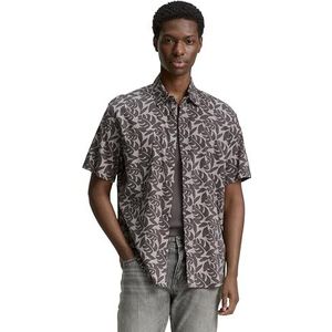 TOM TAILOR Denim heren overhemd, 38006 - Grey Tropical Leaf Print, XL