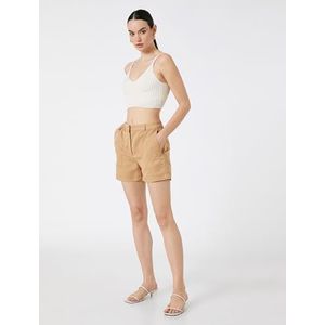 Koton Damesshorts met brede pijpen en zakken, modal mix, camel (100), 34