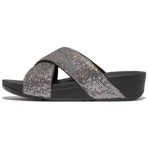 Fitflop Lulu Glitterball Cross Slides Sandaal voor dames, Zilver, 41 EU