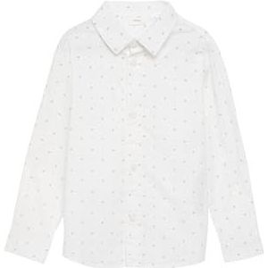 s.Oliver - Overhemd - Navy/Wit - Katoen - Knoopsluiting, Gestippeld, Kentkraag, Lange Mouw