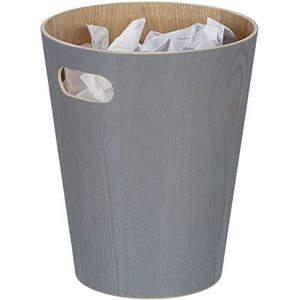 Relaxdays papierbak kantoor - prullenmand hout - papier verzamelbak - oud papier bak grijs