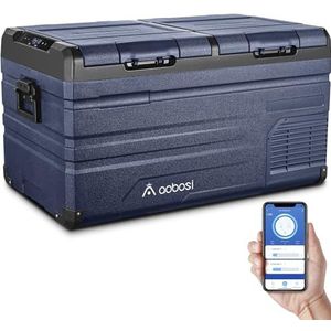 AAOBOSI 72 liter compressor-koelbox, autokoelbox met wifi-app-bediening, USB-aansluiting, 12/24 V en 100-240 V koelbox tot -20 °C, voor auto, vrachtwagen, boot, camper, camping
