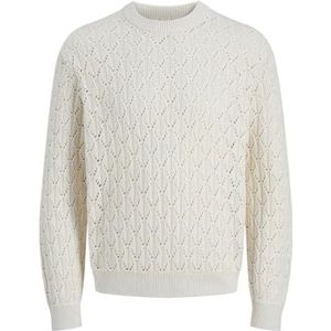 JACK & JONES Jorgramercy Knit Pointelle Crew Neck, sea salt, XL