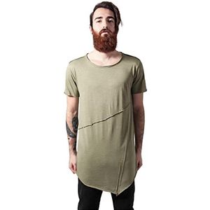 Urban Classics T-shirt met lange open rand en ritssluiting voor heren, groen (Lightolive 729), M