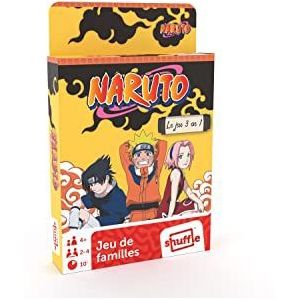 Shuffle Naruto-spel – 3 spellen in 1-7 gezinnen, actie en gevechten – kaartspel voor kinderen en familie – vanaf 4 jaar