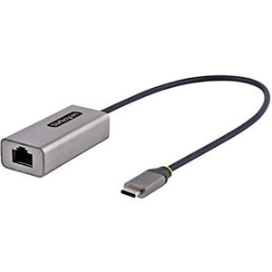 StarTech.com US1GC30B2 USB-C naar Ethernet Adapter, 10/100/1000 Mbps, ASIX AX88179A Chip, 30cm Kabel, USB Type C naar RJ45 Gigabit Ethernet Dongle/NIC, Windows/macOS/Linux,grijs en zwart