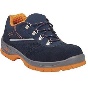 Deltaplus RIMI3SPBL38 lage schoenen van suède splitleer - S1P Src, marineblauw-oranje, maat 38