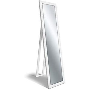 Staande spiegel met lage vloer 40 x 160 cm Boston Shabby White, hout, wit