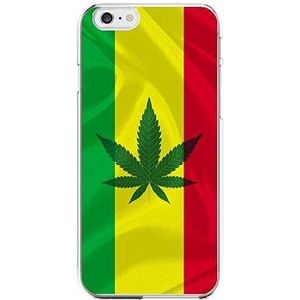 Shot case beschermhoes gemaakt van siliconen voor iPhone 6/6S Plus, motief: Jamaicaanse vlag Marijana, transparant, gel-bescherming