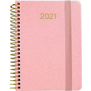Grafoplás 70340853 jaarplanner spiraalbinding, 2021, weekoverzicht, A6, roze, hard deksel, metallic serie, 12 x 1 cm