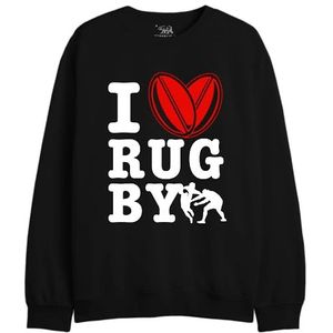 Republic Of California I Love Rugby UXREPCZSW040 Sweatshirt voor heren, zwart, maat L, Zwart, L/Tall