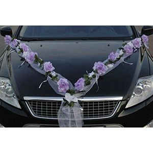 ROZEN GIRLANDE auto sieraden bruidspaar rose decoratie decoratie autodecoratie bruiloft auto auto wedding deco personenauto (rose orchidee lila/zuiver wit)