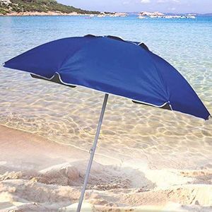 GARDENIA Parasol voor zee, strand, tuin, diameter 200 mm, met stang 32 mm, structuur van glasvezel en bekleding van polyester, anti-UV-reflex, kleur blauw, 1104.0004
