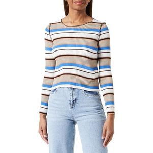 Trendyol Dames kleurblok lange mouwen getailleerde sweater, bruin, L