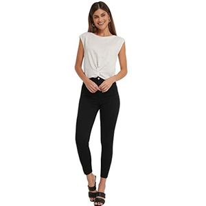 NA-KD Raw Hem Jeans voor dames, skinny high waist, zwart, 32