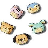 Crocs Unisex 3D Animal Friends 5 Pack schoen bedels, veelkleurig, één maat, Meerkleurig, Eén maat