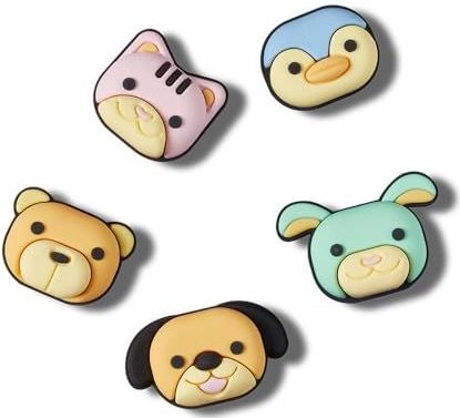 Crocs Unisex 3D Animal Friends 5 Pack schoen bedels, veelkleurig, één maat, Meerkleurig, Eén maat