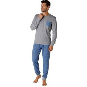 LVB Lange Seraphim Interlock katoenen pyjamaset, grijs, S heren, Grijs, S