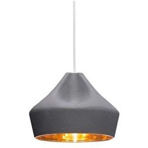 Hanglamp E14 5-8W met lampenkap van keramiek en email binnen Pleat Box 24 grijs goud 21 x 21 x 18 cm (A636-176)