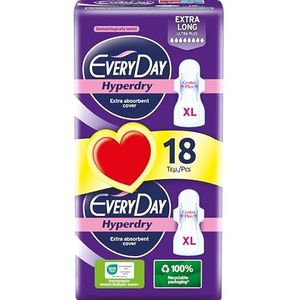 EveryDay Hyperdry Ultra Maandverband met Vleugels, extra droog en zeer absorberend, 18 stuks